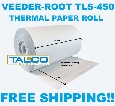 3-1/4" x 125' CSI Thermal Paper Rolls for Veeder-Root TLS-450 Tank Monitor